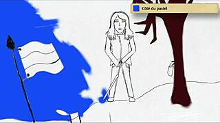 Teen 18+ girl peeing standing up in art academy