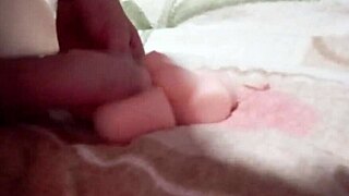 In the bedroom, he roughly fucks the skinny tattooed fuck doll until creampie