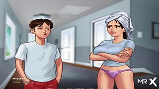 Fingering her pussy in Summertime Saga