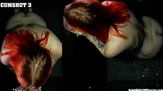 Redhead demonstrates her skills with tongue and cum in liquid lunch gloryhole