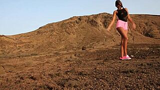 y melena maria rya posing naked in the desert outdoors