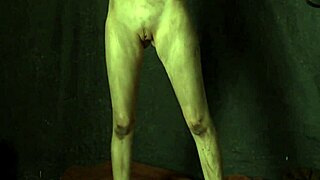 Chained Up Woman Masturbating Shaved Pussy