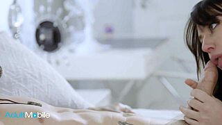 Adultmobile - curvy brunette loves getting her nipples licked and her trimmed pussy pounded in missionary