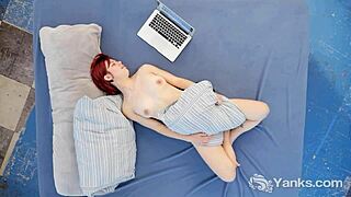 i watch redhead solo softly masturbate