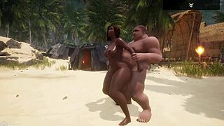 wild life - big ass big tit curvy black milf indra fucks a fat man with a tiny 18+ dick ziad on the beach he loves that black pussy