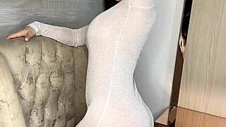 Latina With Big Tits Playing With Huge Dildo And Fingers