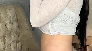 Latina With Big Tits Playing With Huge Dildo And Fingers