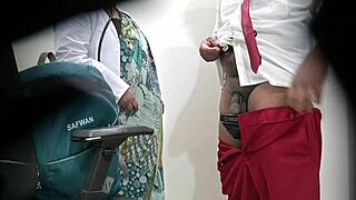 lady doctor is checking a school student dick