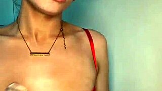 Amateur girl plays solo on webcam