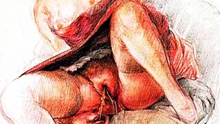 Explore vintage erotic art from antique collections with hairy models