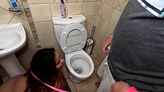 Deepthroating next to the toilet and getting my head flushed