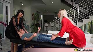 two milfs massage blowjobs