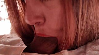 Delicious blowjob on a sunny afternoon with a monster cock.