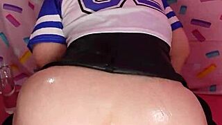 bbw redhead tgirl oiled ass riding!