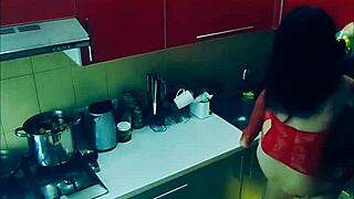 She feels intense pleasure during rough kitchen fucking in all positions