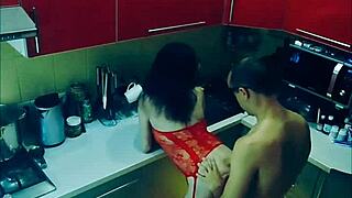 She feels intense pleasure during rough kitchen fucking in all positions