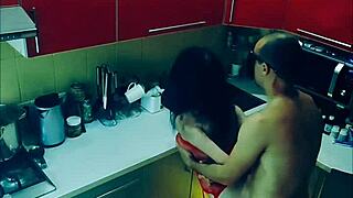 She feels intense pleasure during rough kitchen fucking in all positions