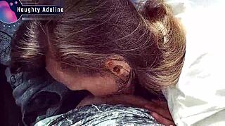 Sloppy kiss in car with drink in mouth by naughty adeline