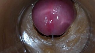Precum Squirting in My Pussy Toy Camera in Vagina 4K Extreme Close Up