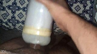 Home masturbation with big cock watching