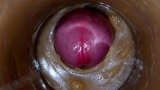 Precum Squirting in My Pussy Toy Camera in Vagina 4K Extreme Close Up