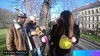 Easter bunny sluts stuff cunts in taboo egg hunt with daddy and uncle