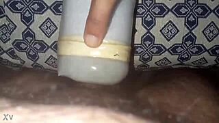 Home masturbation with big cock watching