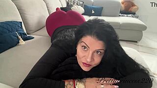 watch her brunette face twist with effort during intense milf farting fetish play