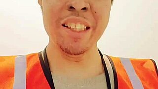 asian amateur walks publicly outdoors during work in amsr style