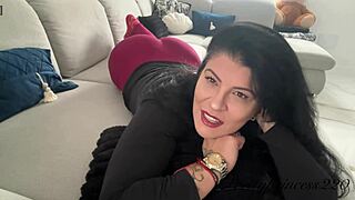watch her brunette face twist with effort during intense milf farting fetish play