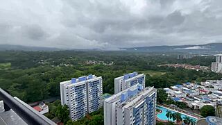 dirty colombian trio bends over perfect tits for melani rincon's wet pussy pounding