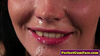 pov british babe sucks cock deep for massive facial