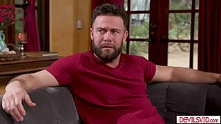 Petite blonde teen deepthroats stepdad's monster cock while stepmom's gone