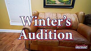 Busty brunette cutie Winter Hill slurps hard cock before deep pounding session