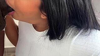 whoa check this amateur couple devour that huge dildo together wild