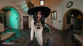 oh man vr conk's busty brunette lady dimitrescu rides cock and masturbates wild in resident evil cosplay pt 3