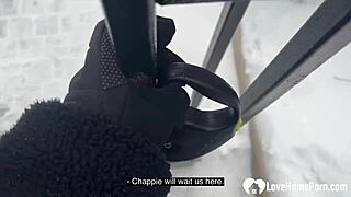 Picked up brunette babe bends over for hardcore homemade doggystyle pounding