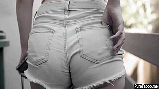 Older guy claims nervous tiny blonde's virginity with his big cock