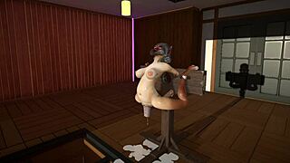 furry cat dildos deep stuffing cum inflation toy play