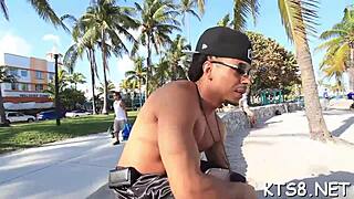 tranny's tight asshole gets relentlessly pounded in garage orgy