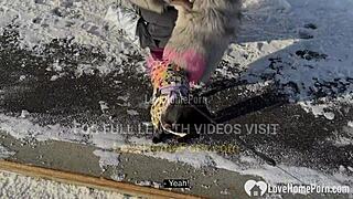 Picked up brunette babe bends over for hardcore homemade doggystyle pounding