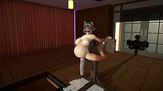 furry cat dildos deep stuffing cum inflation toy play