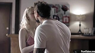 Older guy claims nervous tiny blonde's virginity with his big cock