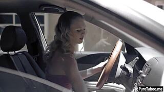 Older guy claims nervous tiny blonde's virginity with his big cock