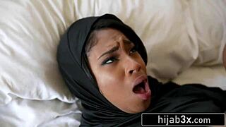 hijab black babe rides old guy bareback hardcore