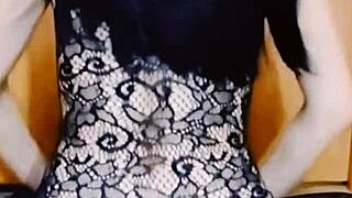 a hot milf strips teasingly masturbates then takes big cock in tight ass and pussy