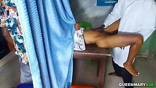 Husband's gyno visit turns wife into bold shaved pussy creampie slut