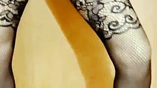 a hot milf strips teasingly masturbates then takes big cock in tight ass and pussy