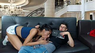 Teen bent over taking brutal doggystyle pounding deep and relentless