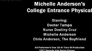 dr tampa gives michelle anderson the full university entrance physical with ass spreading and tits exam